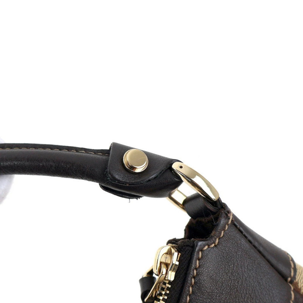 Gucci GG Canvas Hobo Bag Shoulder Tote Handbag Beige Brown Leather One - Picture 10 of 11